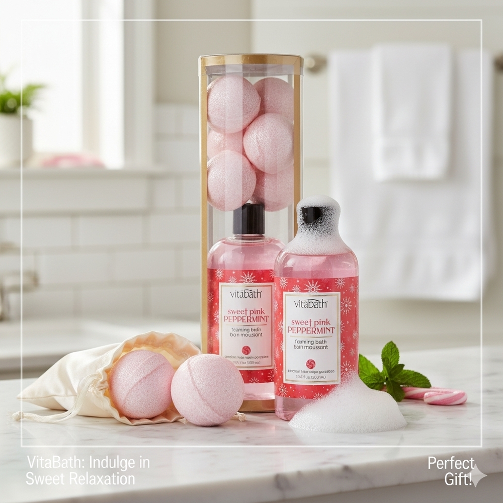 VitaBath Sweet Pink Peppermint Foaming Bath and Fizzies Set